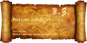 Matias Zorán névjegykártya